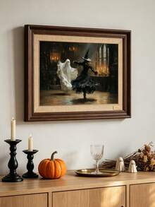 1 Piece Ghost Witch Dancing Painting Poster Dark Academia Print Picture Gothic Wall Arts Vintage Wall Picture Halloween Wall Artwork Living Room Wall Decor No Frame - Cartoon - View 3