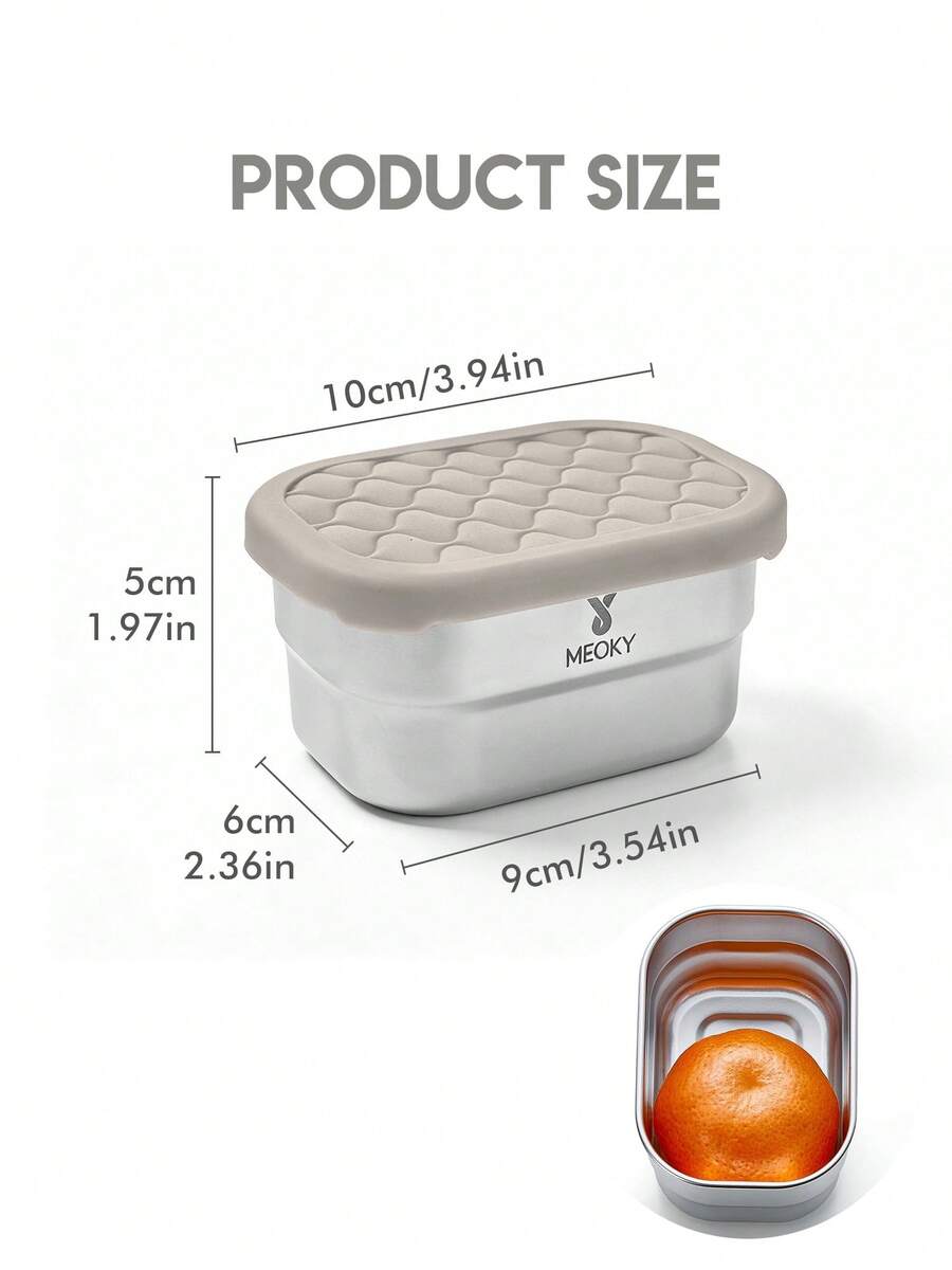 Meoky 3pcs 8oz Small Stainless Steel Snack Containers with Silicone Lids, Reusable Metal Food Storage Boxes for Snacks, Fruit, Nuts, Meal Prep, Travel & Picnic - 灰色 - 查看 1