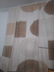 2pcs Bohemian Abstract Geometric Pattern Curtains, Featuring Neutral Beige And Brown Tones, Presenting Medieval Modern Prints With Simple Lines And Round/Square Patterns. Flat Printed Design Allows Light Penetration, Suitable For Living Room And Bedroom. - Multicolor - View 9