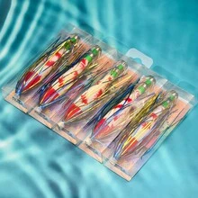 ANFS 5pcs Shrimp JIg, Horizontal Egi Squid Jig Set, Shrimp Lure For Saltwater Octopus Cuttlefish Sea Fishing - Multicolor - View 11