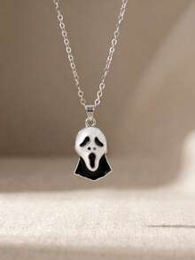suteyi Halloween Themed Necklace, Horror Ghost Screaming Pumpkin Bat Cupcake Pendant Necklace, Halloween Party Costume Accessory, Suitable For Daily Wear And Holiday Gift - Multicolor - View 2