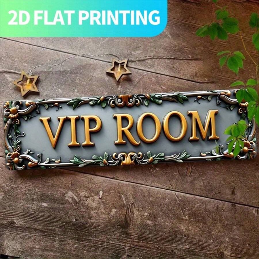 2D Flat, 1pc Vintage "VIP Room" Metal Wall Decor - Letter Sign, Suitable For Man Cave, Game Room - Pre-Drilled For Easy Hanging, Unique Gift (1pc), (Random Style) - A - View 1