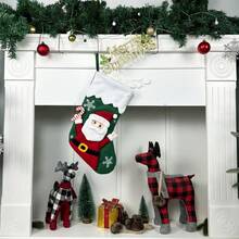 Christmas Stocking Colorful Candy Treat Bag Hanging Decor For Holiday Party - Green - View 5