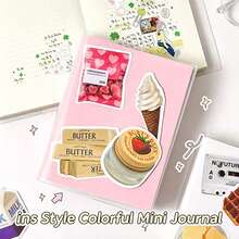 1pc Colorful Thick Diary Notebook, Ins Style Small Brick Notebook, 400 Pages Large Capacity Student Planner Notebook, Student Daily Record Book, Business Office Memo Pad, Suitable For School, Office, Travel, Back To School Gift - Multicolor - View 6
