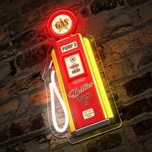 Vintage Gas Pump Shaped LED Neon Light Sign, American Retro Auto Repair Shop Bar Wall Decor Light, USB Ambient Glowing Signboard - Multi-color - View 6