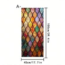 1/2pcs Retro-Style Colorful Geometric Diamond Teardrop Pattern Privacy Window Film, Reusable PVC Electrostatic Sticker, Suitable For Bathrooms, Bedrooms, Offices, And Home Decor. - Frosted Glass Sticker - View 12
