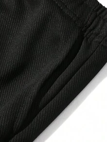 Men's Spring/Autumn New Drawstring Fashion Casual Sports Long Pants, Unisex, Suitable For Spring/Autumn - Black - View 4