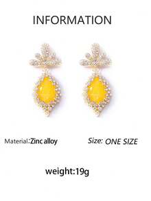 1 Pair European & American Luxury High-End Alloy Rhinestone Floral Drop Earrings, Vintage Palace Style Fashion Elegant Evening Party Jewelry - Floral Earrings - View 10