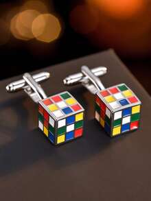 1 Pair Minimalist Colorful Faux 3D Enamel Men's Cufflinks For Daily Wear - Multicolor - View 5