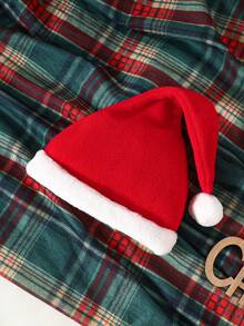 3pcs/Set Christmas Baby Cute Santa Claus Embroidered Fleece Long Sleeve Triangle Bodysuit, Pants And Hat Winter Outfit For Boys And Girls - Red - View 8