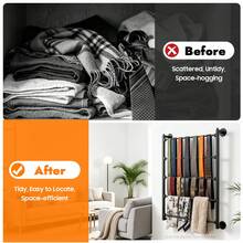 XIANXUS Wall Mounted Display Rack Scarf Rack Scarf Display Stand Bathroom Hanging Rack - Black - View 7