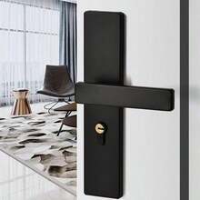 1 Set Metal Door Lock, Includes Lock Cylinder And 2 Handles, Comes With 3 Keys, Elegant Handle Design, Quiet Lock Body With Synchronized Indoor Safety Button, Indoor Door Lever Lock, Suitable For Bedroom And Indoor Room Doors - Multicolor - View 9