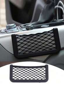 5/3/2/1pc Car Storage Net Bag - Durable Mesh Hanging Organizer For Vehicle Trunk And Backseat, Universal Cargo Net With Elastic Edges For Secure Storage, Multifunctional Car Travel Essentials For Groceries, Tools, Toys, Emergency Kits - Black - View 2