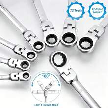 10 Mm Double Open‑End Wrench Constructed From ‑Vanadium Steel With 180° Rotatable Function. Suitable For Auto Repair, Home DIY And Mechanical Operations. Works For Motorcycles, Automobiles And Various Mechanical Equipment. - Ratchet Head Wrench - View 4