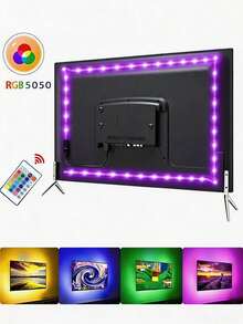 1 Set 3ft, 6ft, 9ft, 16ft, 32ft, 50ft, 65ft [2pcs 10m], 100ft [2pcs 15m] LED Light Strip, RGB LED USB Tape Light, Adjustable Brightness, With 24-Key Remote Control, Suitable For Home Decor, Bedroom, Hallway, Birthday Party, Bar, Christmas And Other Occasions - Multicolor - View 2