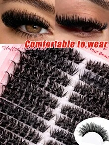192 Pcs Fluffy Thick Cluster False Lashes, 100D D‑Curl Individual Lashes, 10‑18mm Lightweight Thin Lash Clusters, For Daily, Home, Party, Music Festival, Halloween & Christmas Makeup,Fake Lashes,Cat Eye Lashes,Style Left & Right Eye Lash Clusters - D - View 1