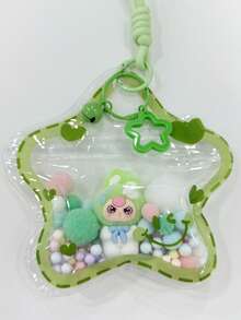 1 Set Sweet Cool Style Dopamine PVC Star Bag Flocked Rabbit Doll Bell Hanging Ornament Macaron Fur Ball Pentagram Hanging Rope Keychain Spring Buckle Bag Accessory Pendant Girl Birthday Gift Party Small Gift - Multicolor - View 14