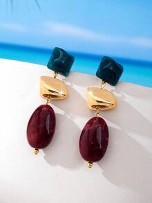 1 Pair Fashion Elegant Elegant Water Drop Pendant Earrings Suitable For Women Daily And Party Wear - Brown - View 3