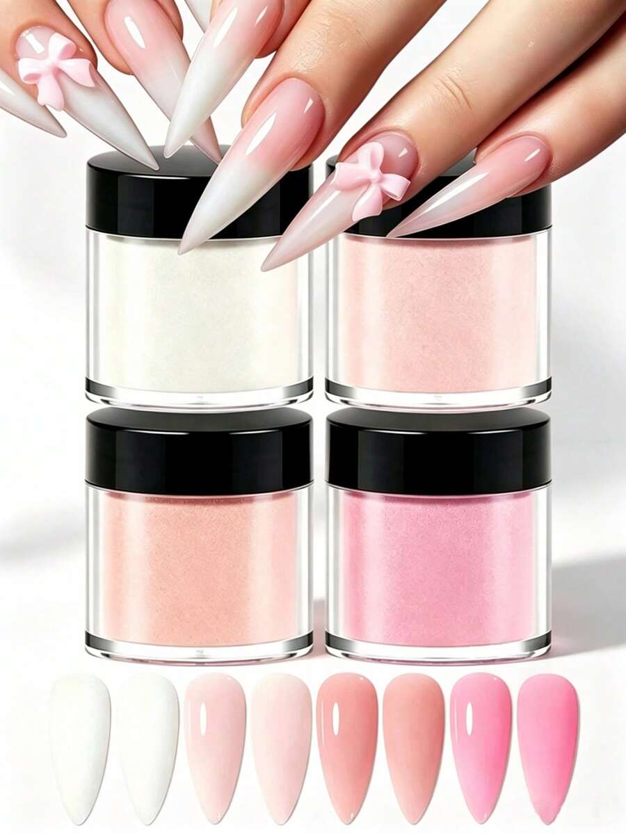 10g Bubuk Kristal Kuku Nude 4 Warna, Bubuk Kristal Halus Serbaguna untuk Dekorasi Seni Kuku - MultiWarna - View 1