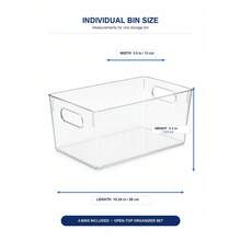 4-Pack Clear Plastic Storage Bins With Handles, Open-Top Organizer Set For Kitchen Cabinet, Condiment And Countertop Storage - View 5