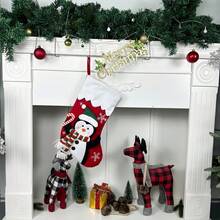 Christmas Stocking Colorful Candy Treat Bag Hanging Decor For Holiday Party - Red - View 4