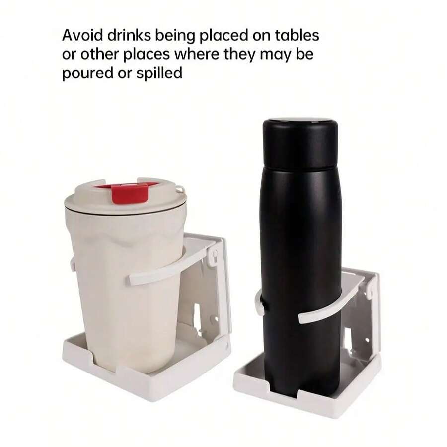 Tempat Gelas Minuman Lipat yang Dapat Diatur, Rak Minuman Lipat yang Dapat Diatur dengan Sekrup dan Stiker, Cocok untuk Meja Putih dan Hitam, Desain Tahan Lama dan Hemat Ruang dengan Lengan yang Dapat Diatur - MultiWarna - View 1