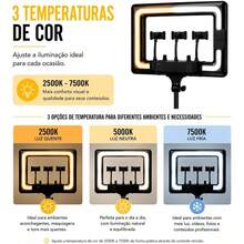 Luz Anelar LED 64W Potente | 180 LEDs 2500‑7500K Luz Fria e Quente, Tripé 2,1m Resistente + 3 Suportes Celular, Controle Bluetooth, Tensão 127/220V para Live Fotos Vídeos - Visão 4