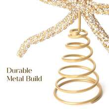 1Pc Christmas Decorations - Christmas Decor - Gold Glass Rhinestone Bow Tree Topper - Xmas Holiday Tree Top Decoration For Indoor Outdoor Home Room Party - Multicolor - View 7