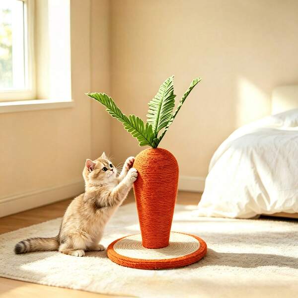 Carrot-Shaped Cat Scratching Post & Scratching Board, Durable Non-Shedding Cat Scratching Pole, Suitable For Indoor Kittens & Adult Cats