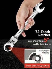 10 Mm Double Open‑End Wrench Constructed From ‑Vanadium Steel With 180° Rotatable Function. Suitable For Auto Repair, Home DIY And Mechanical Operations. Works For Motorcycles, Automobiles And Various Mechanical Equipment. - Ratchet Head Wrench - View 2