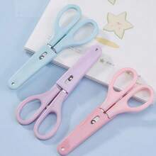 Stainless Steel Round Tip Scissors With Protective Cover, Pink, Purple And Light Blue Portable Multi-Function Scissors, Ergonomic Design, Suitable For Office, School, Home And Craft Projects, Can Cut Fabric, Paper And Metal Wire - Multicolor - View 1