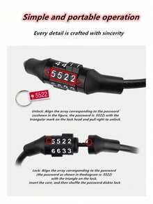 1pc 4-Digit Combination Bicycle Lock, Keyless Portable Combination Lock, Thickened Ring Bicycle Lock, Multi-Function Outdoor Cycling Accessory - Multicolor - View 2
