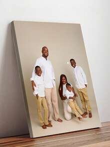 1 pieza Arte de pared en lienzo enmarcado personalizable - Retrato familiar personalizado & Impresión de foto de acción, adecuado para decoración de sala de estar, dormitorio u oficina en casa, pintura réplica de calidad con acento cálido para la habitación, arte en lienzo enmarcado para colgar - Multicolor - Ver 6