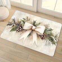 1PC White Bow Elegant Holiday Design Doormat, Small Rug, Welcome Mat, Carpet, Floor Mat, Outdoor Doormat, Kitchen Rug, Home Decor, Front Door Mat, Area Rug, Outdoor Mat, Home Decor, Area Carpet, Garden Rug - A - View 5