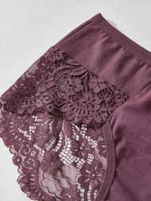 1PC Plus Size Women's Sexy Lace Boxer Briefs, Comfortable And Elegant, Full Lace, Semi-Transparent, Sexy Lace, Halloween Gifts - Purple - View 5