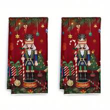 1/2 Set Of Kitchen Hand Towels With Soldier And Christmas Tree Patterns, Decorated With Balls. Durable Indoor And Outdoor Decorative Towels, Suitable For Kitchen, Furniture, Christmas Party Decoration, Holiday Themes, And Home Decor. - Multicolor - View 14