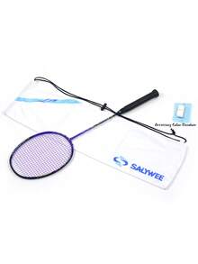 SALYWEE Dragon Lin Badminton Racket 5U G6 - T800 Carbon Fiber & 30T 6.8mm Mid Shaft, 28-32lbs, Secondary Molding Hybrid Frame, Fish Mouth Cone Cap, Offensive Racquets (300±3mm) - Purple - View 10
