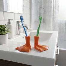 1/2pcs Cute Duck Foot Shaped Bathroom Multi-Function Storage Rack, Toothbrush Holder, Multi-Function Drainage Storage Organizer Rack, Bathroom And Kitchen Desktop Storage Organizer Rack - Multicolor - View 6