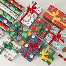 34/68/106pcs Christmas Gift Wrapping Paper(Includes Stickers), Cute Santa Claus Christmas Hat Christmas Snowman Wrapping Paper,Various Patterns - Style B - View 3