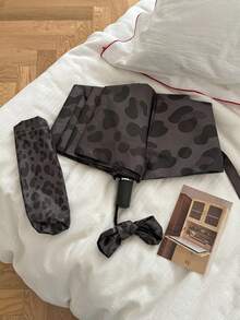 1pc Leopard Print Fully Automatic Retro Dual-Use Sunshade & Umbrella, Foldable UV Protection - As Shown - View 19
