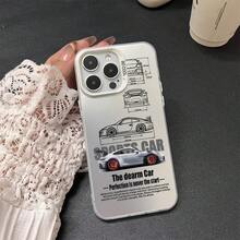 [Spedizione 24h Da DE/FR/ES] Sports Car Themed Stylish Phone Case, Performance Inspired Dimensional Blueprint Design With Gray Body And Red Rims, High Sporty Aesthetic, New 2025 Fashion  Shockproof Flexible TPU Protective Cover For IPhone 18 ProMax Pro 17 E 16 Plus 15 14 13 12 11 8 7 XS Max X XR Air  S26 Ultra Plus S25 S21 Sunggalaxys24 Sunggalaxys23 FE Sunggalaxys22  15 Ultra - Black - View 4