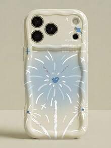 奶油多巴胺波浪荷葉邊軟 TPU 紋理 Ins 風清新夢幻煙火星星手機殼，亮面波浪邊框氛圍感手機殼，適用 Galaxy S21 S22 S23 S24 S25 S26/Honor 及其他機型 - 白色 - 查看 2
