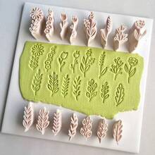 7/8PCS Flower And Leaf Polymer Clay Molds, Polymer Clay Pottery Printing Tool Set, Suitable For Making Necklaces, Pendants, Bracelets, Earrings And Other Jewelry Accessories - Apricot - View 2