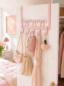 Pink Bow-Shaped Metal Hook, Designed For Hanging Behind Doors, Suitable For Girls' Room, Space-Saving And Decorative Multi-Purpose Hook - Multicolor - View 5