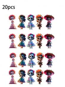 Colgante decorativo de calavera de acrílico, adecuado para el Día de los Muertos, Halloween, Carnaval, decoración de fiesta de Navidad, decoración del hogar y ventanas, decoración de oficina, decoración de aula, con hilo dorado, adecuado para Halloween en el hogar y la escuela - Talla única - Ver 12