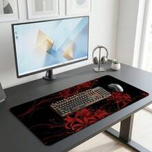 Red Spider Lily Pattern Extra Long Gaming Mouse Pad And Desk Mat Set, Non-Slip Durable Rubber Base, Smooth Surface, Suitable For Computer Laptop Office Home, Abstract Art Decor, Back To School Supplies - A - View 5