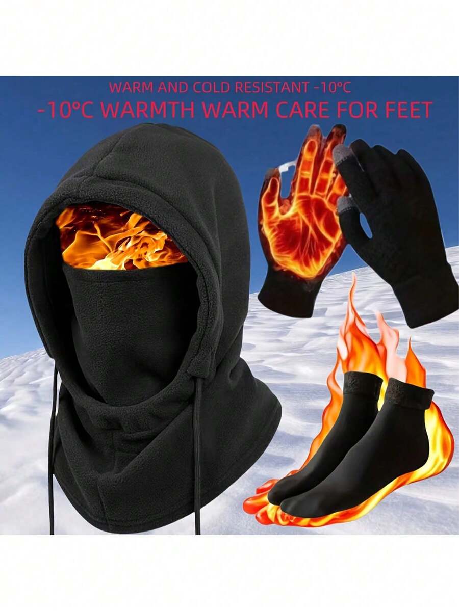 3-Piece Winter Warm Set, Includes 1 Hat, Gloves And Thick Socks, Suitable For Holiday Gifts - A - View 1