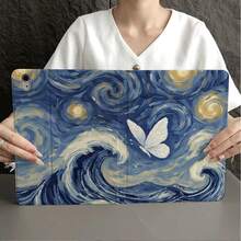 1件星空白色蝴蝶油畫平板保護殼，附筆槽，相容 iPad 10代智能保護殼/Air 13(M3 2025)/Air 11/11(A16 2025)，相容 OPPO Pad，相容 MatePad，相容 Vivo Pad，相容 Honor Pad，相容 Xiaoxin Pad - 彩色 - 查看 6