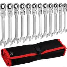 10 Mm Double Open‑End Wrench Constructed From ‑Vanadium Steel With 180° Rotatable Function. Suitable For Auto Repair, Home DIY And Mechanical Operations. Works For Motorcycles, Automobiles And Various Mechanical Equipment. - Ratchet Head Wrench - View 7