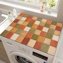 1pc Colorful Plaid Printed Pattern, 2D Printed Flat Stove Protector Mat, Rubber Non-Slip Heat-Resistant Stove Cover Pad, Suitable For Induction Cooktop, Glass Stove, Multi-Functional Scratch-Resistant Mat, Best Choice For Oven, Washing Machine, Dryer, Kitchen Decoration - Multicolor - View 17